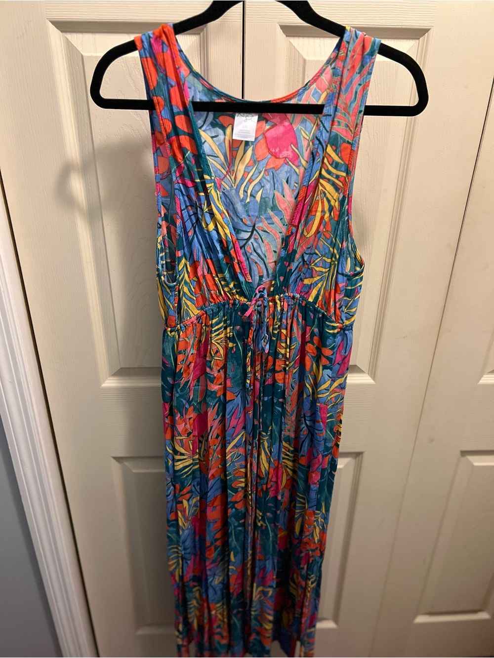 Kona Sol Tropical Sleeveless One-Piece Romper - Blue, Pink & Orange